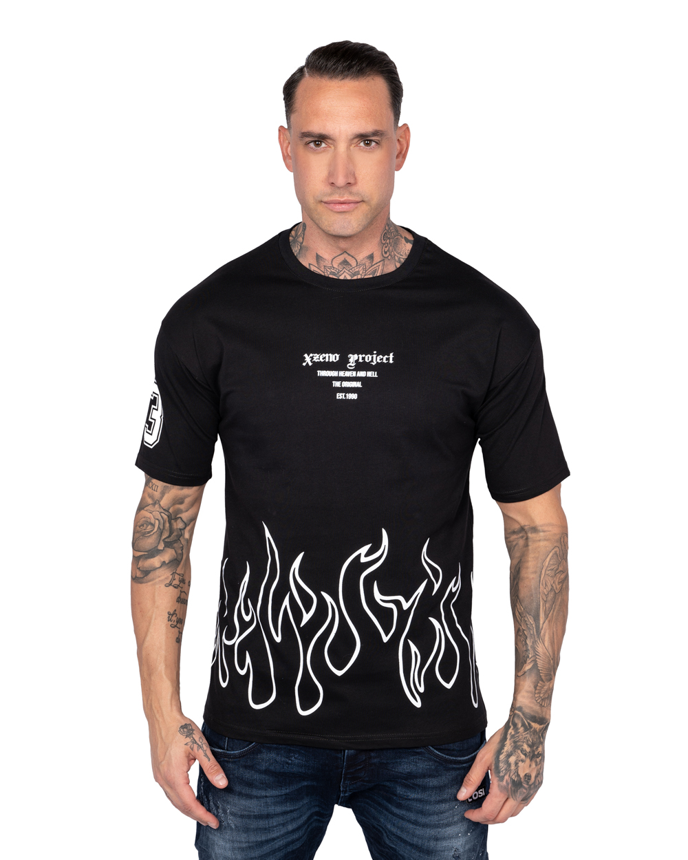 Ανδρικό T-shirt flames μαύρο