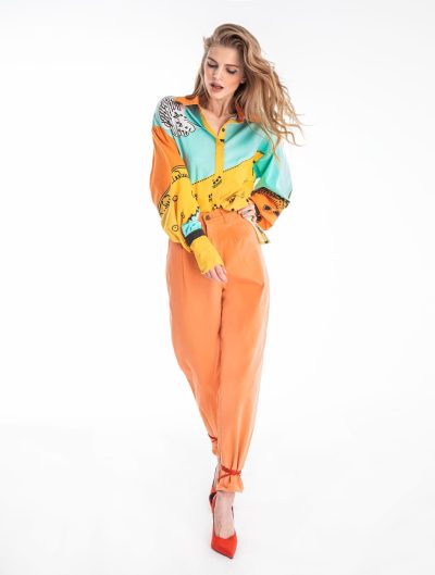 SAC&CO γυναικείο slouchy τζιν πορτοκαλί παντελόνι